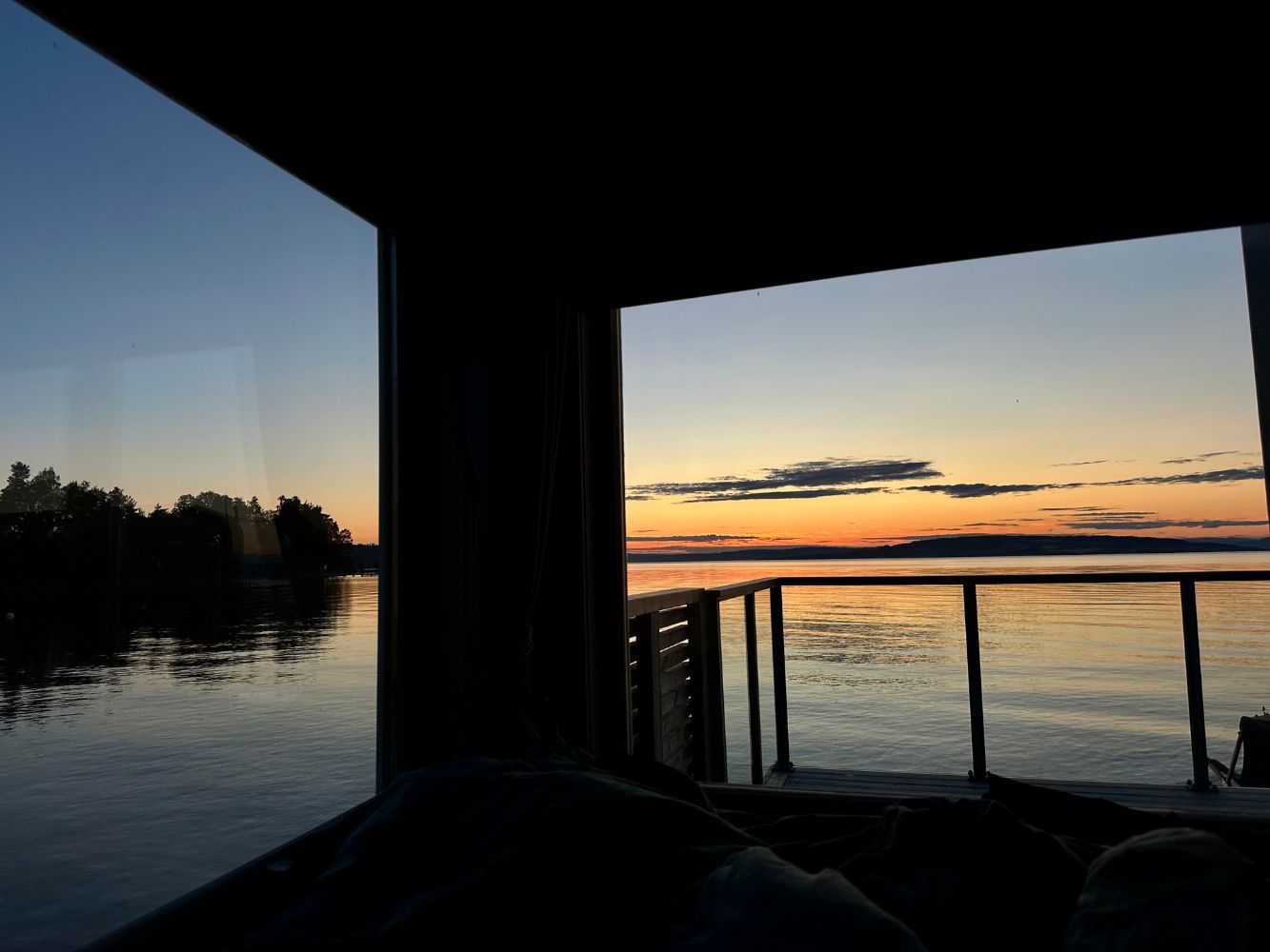 Panoramahytter i Evjua Strandpark, solnedgang