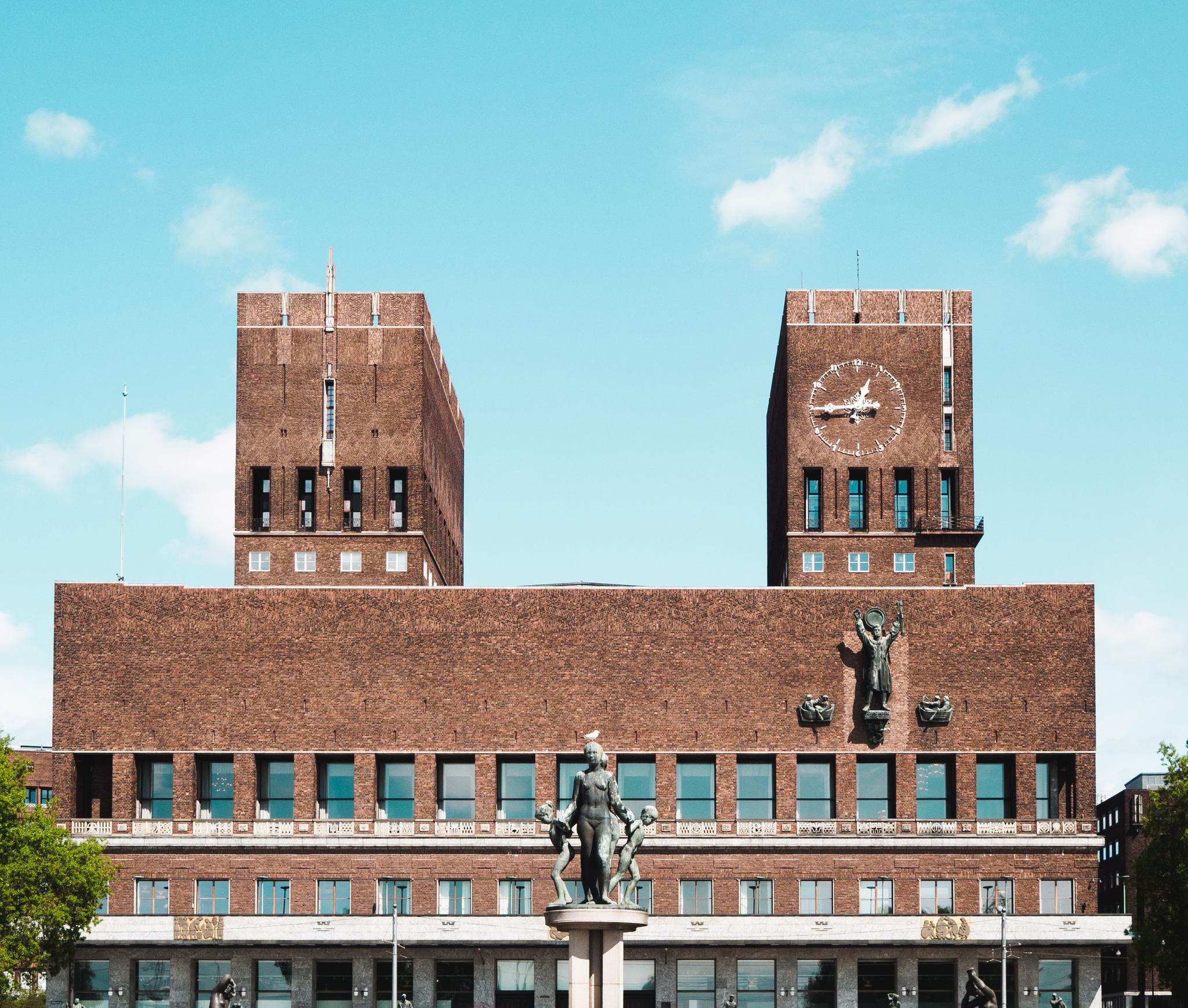 The facade of Oslo City hall