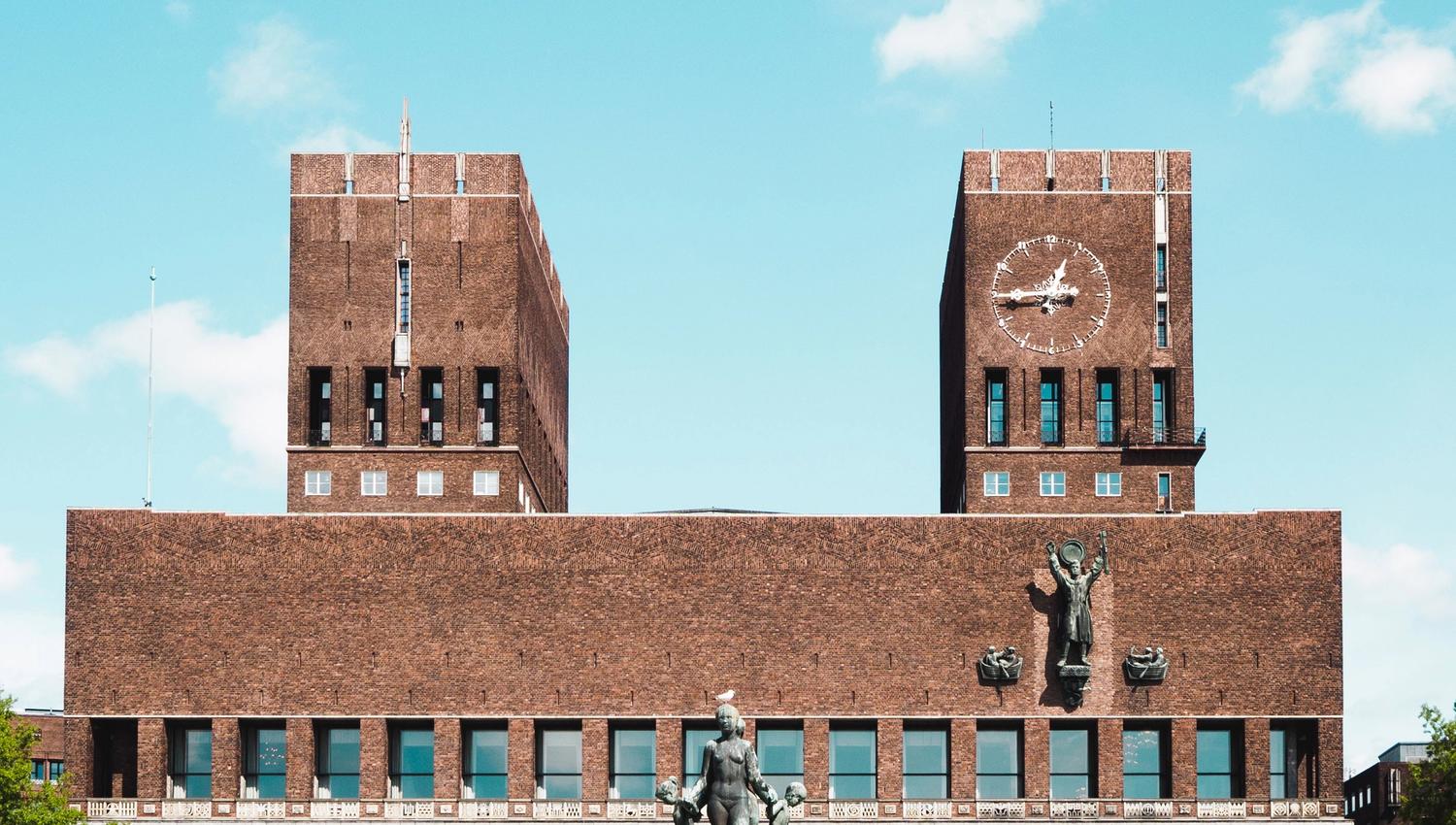 The facade of Oslo City hall