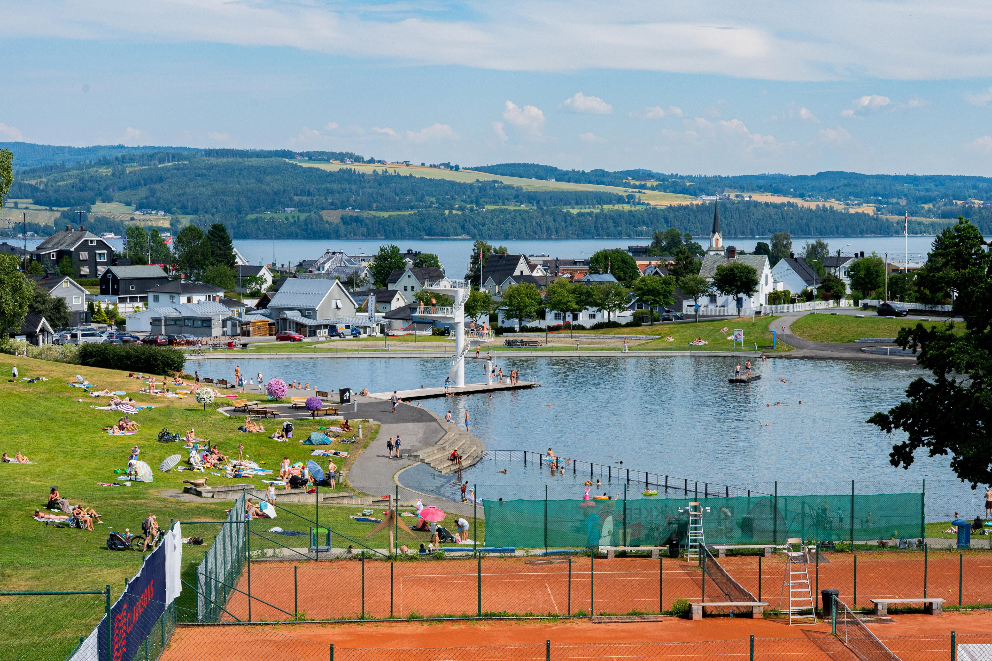 Fastland friluftsbad, sett fra HI Gjøvik Hovdetun