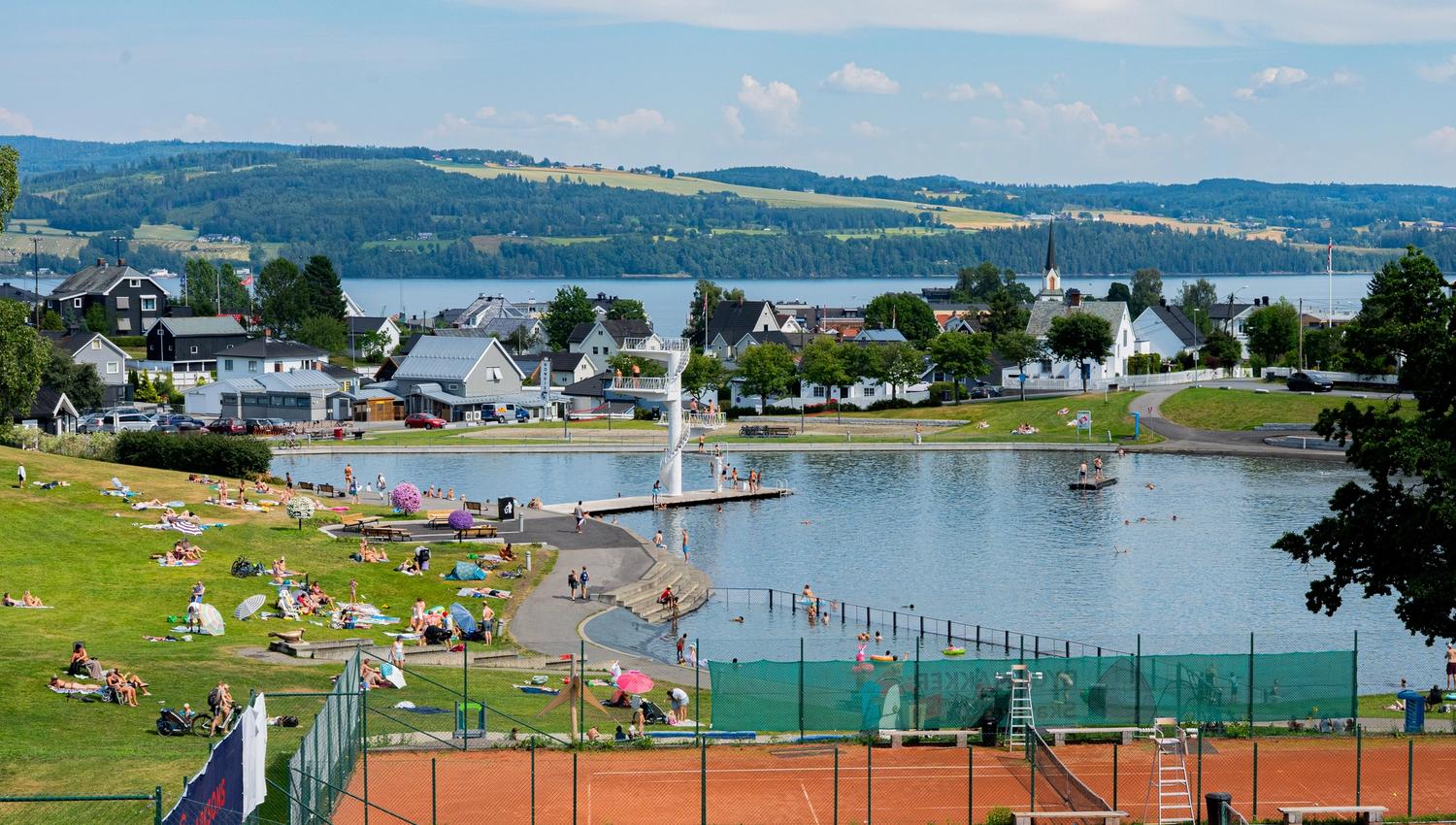 Fastland friluftsbad, sett fra HI Gjøvik Hovdetun