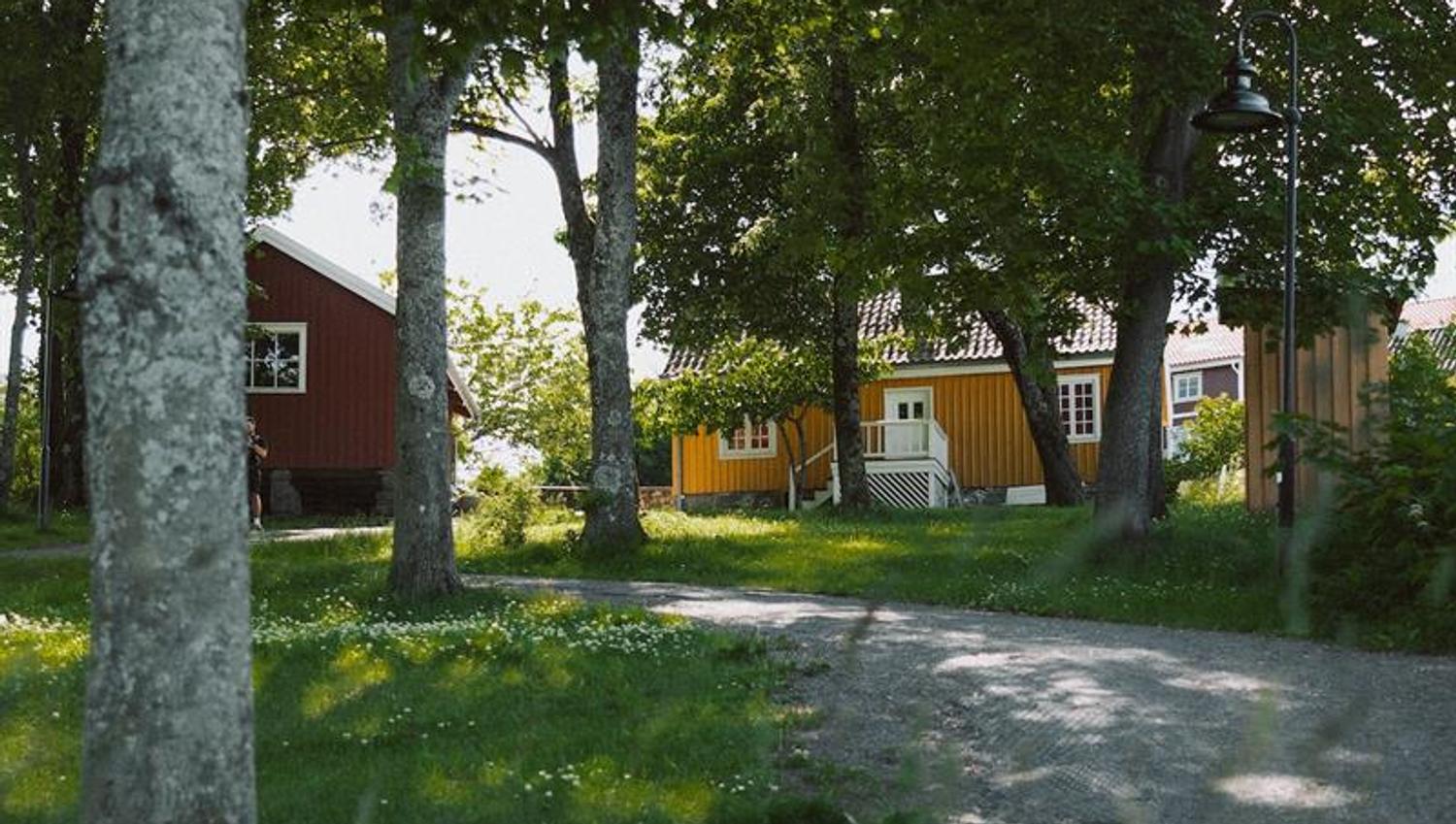 munchs hus med trær foran