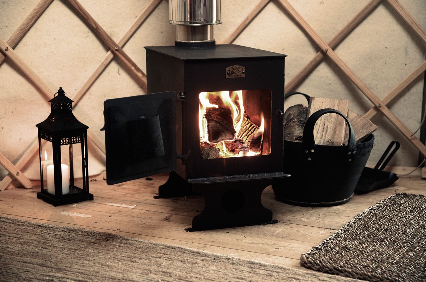 wood burning stove on the yurts of Canvas Hotel 