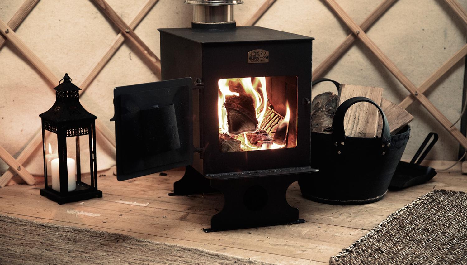 wood burning stove on the yurts of Canvas Hotel