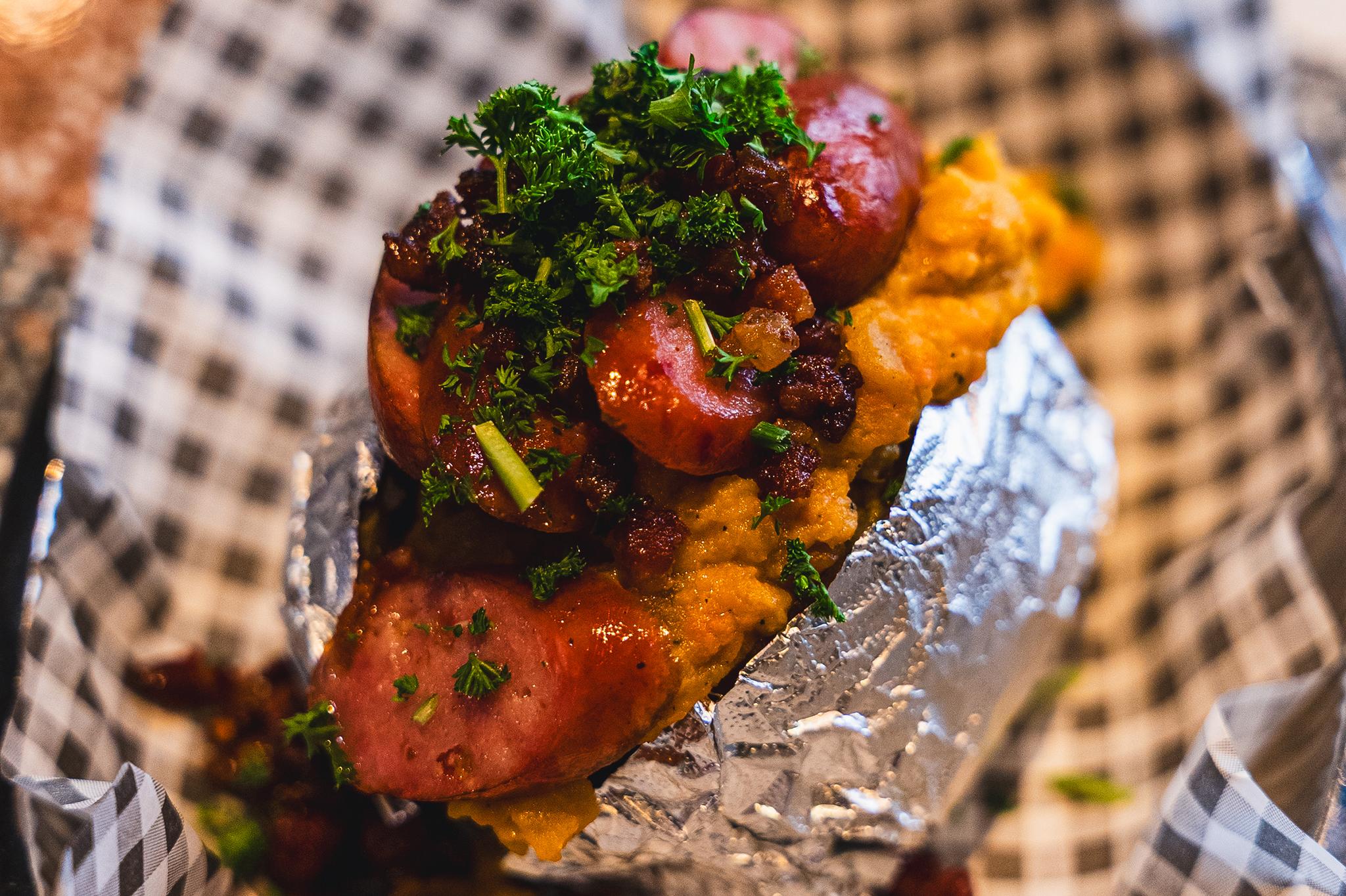 Baked Potato with norwegian delicatesse Pinnekjøttpølse