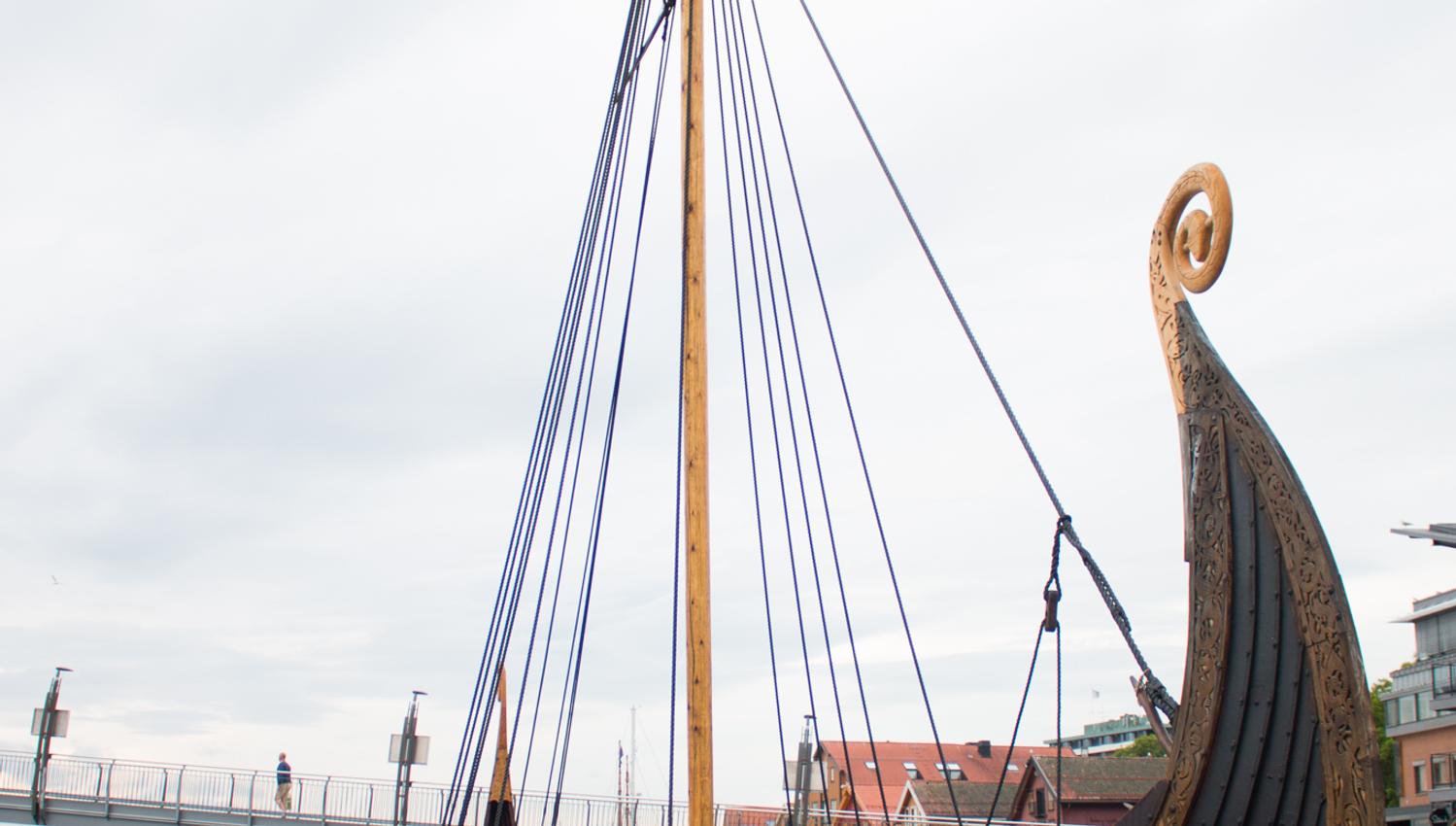 The Viking ship Saga Oseberg at the pier in Tønsberg