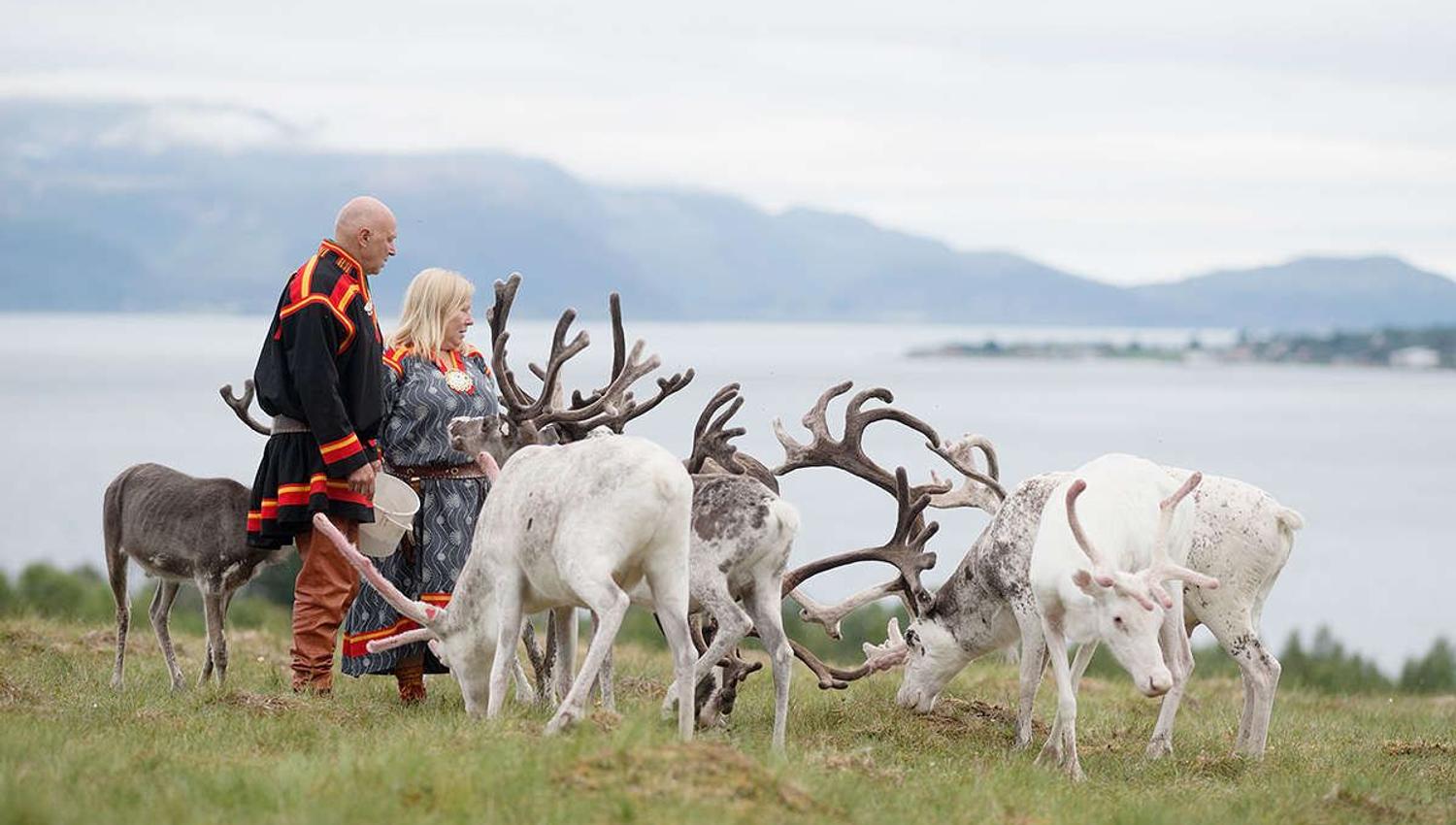 Laila Inga with reindeer