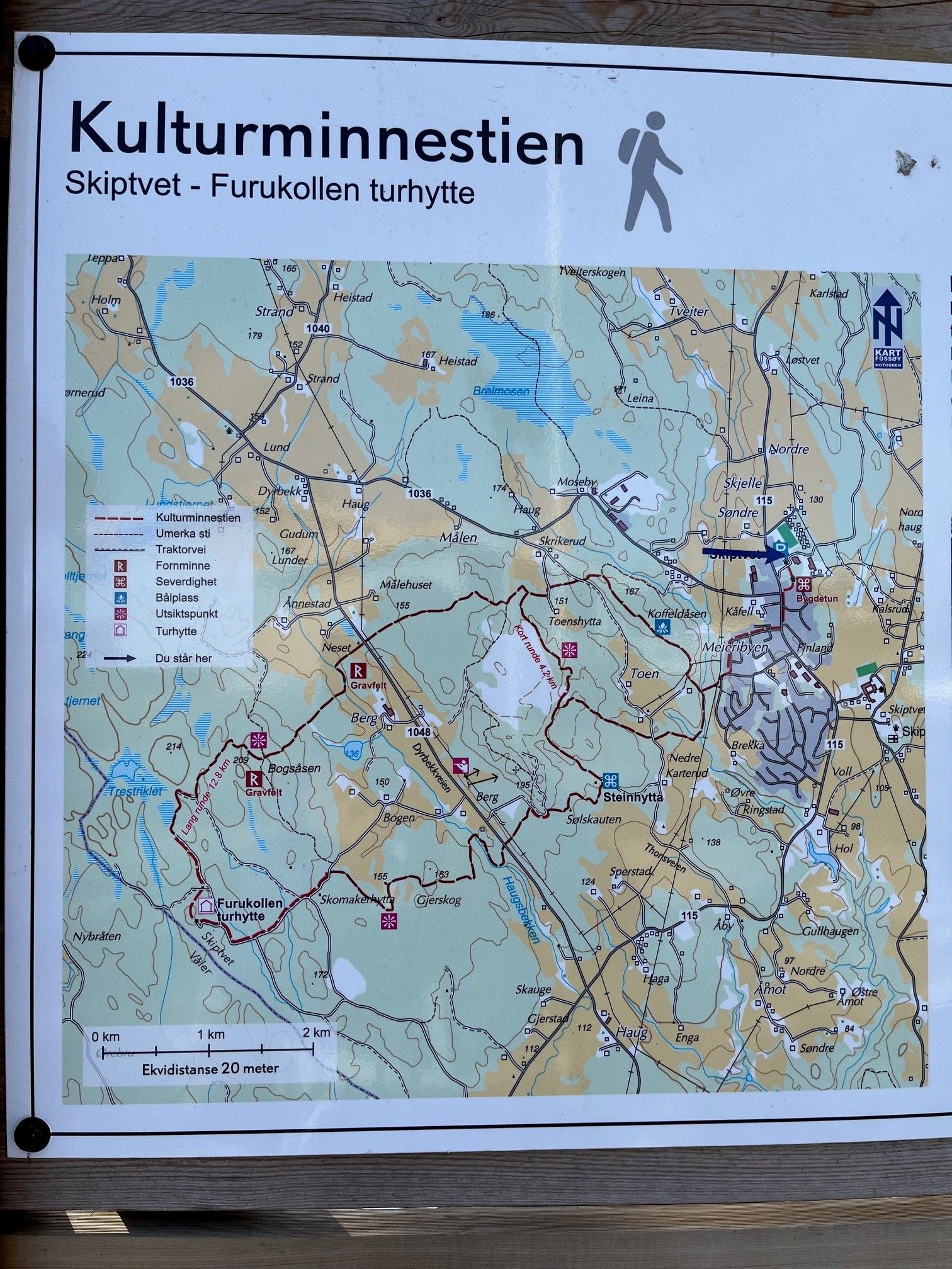 Kart over kulturminnestien i Skiptvet