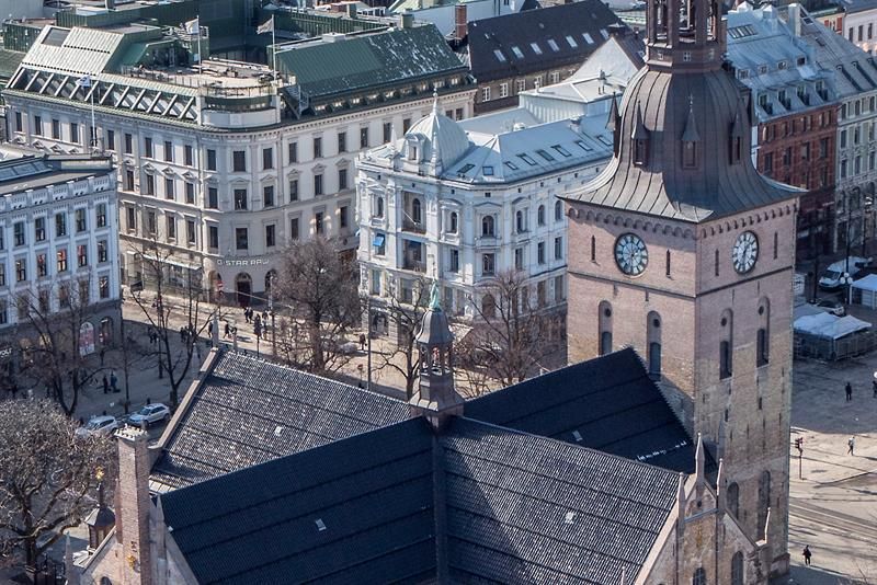 oslo domkirke sett ovenfra fra fugleperspektiv