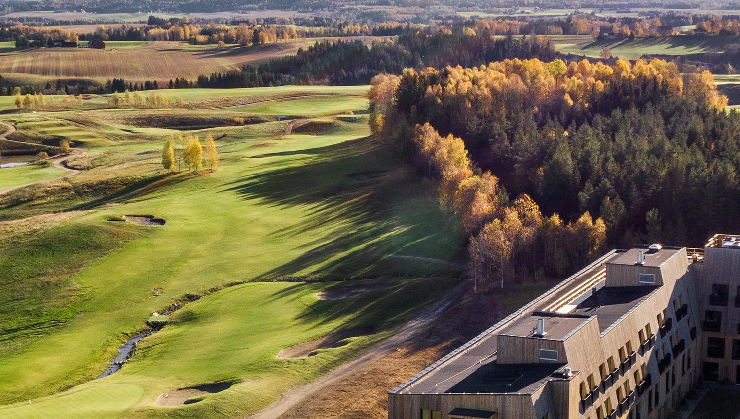Golf course and hote seen from the sky