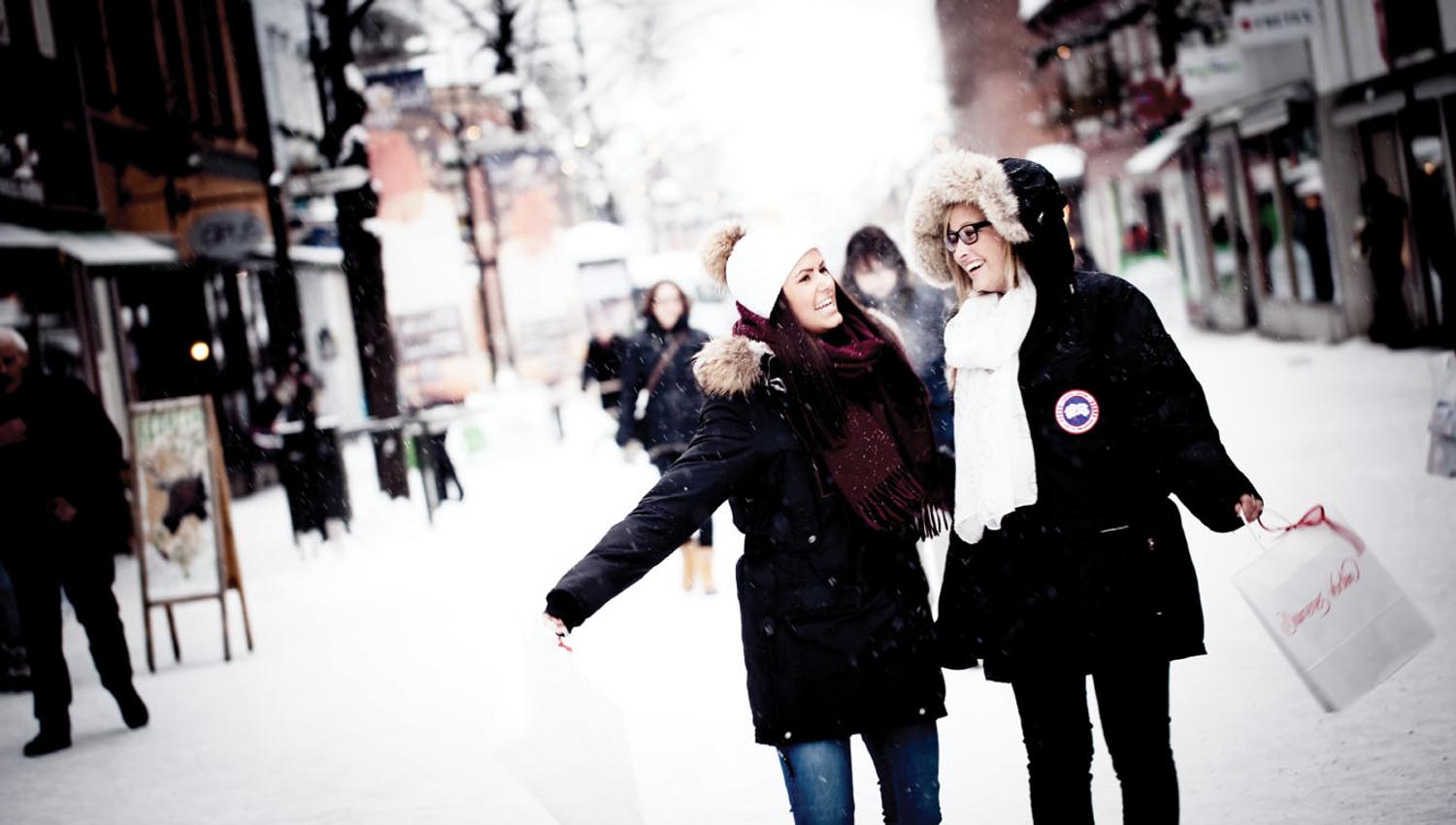 Winter mood in the walking street in Lillehammer