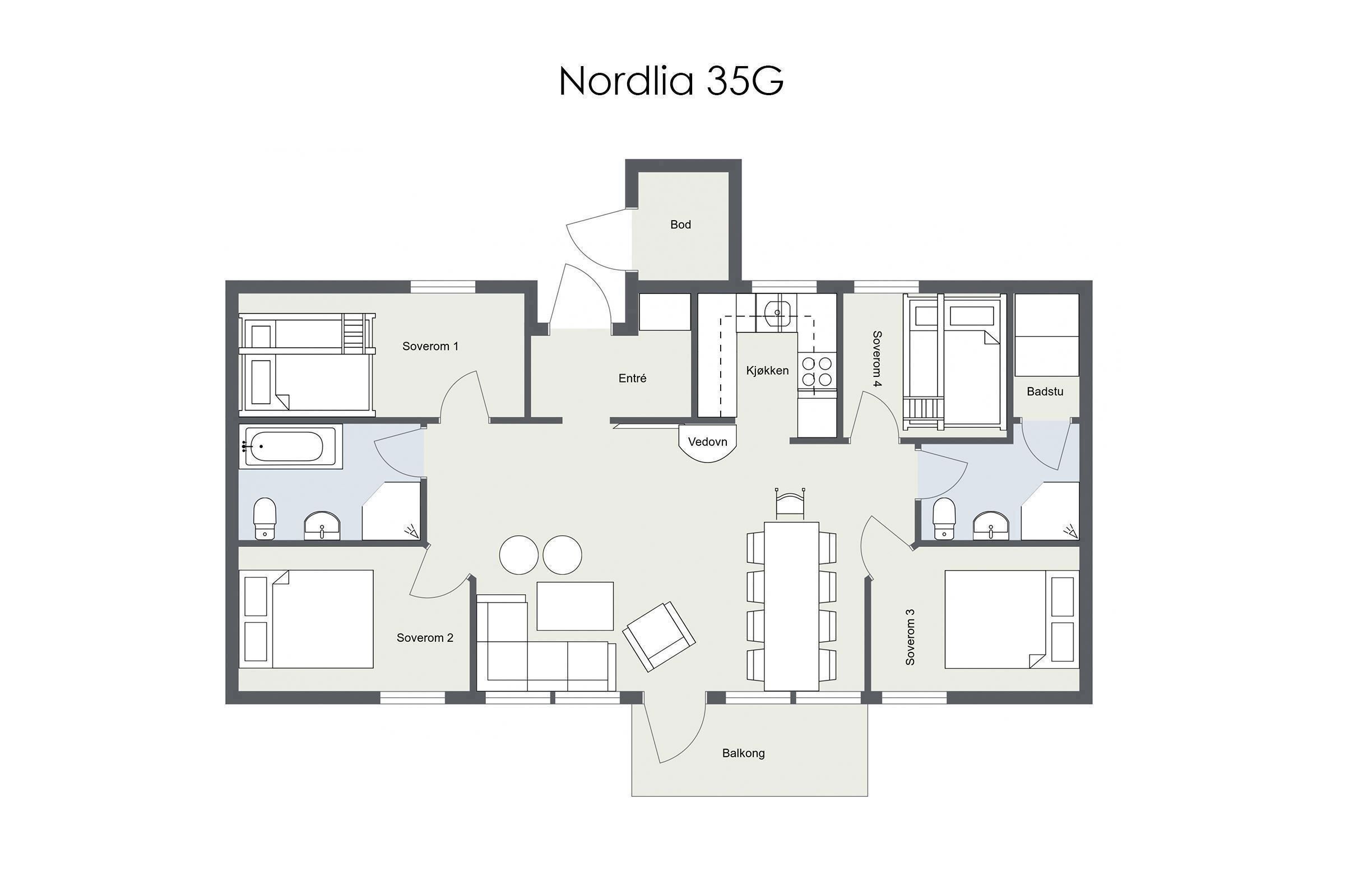 A floor plan of Nordlia 35G