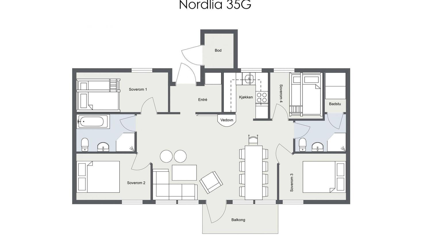 A floor plan of Nordlia 35G