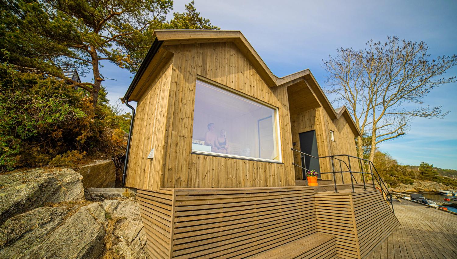Moderne badstue hos Tregde Sauna. Foto.