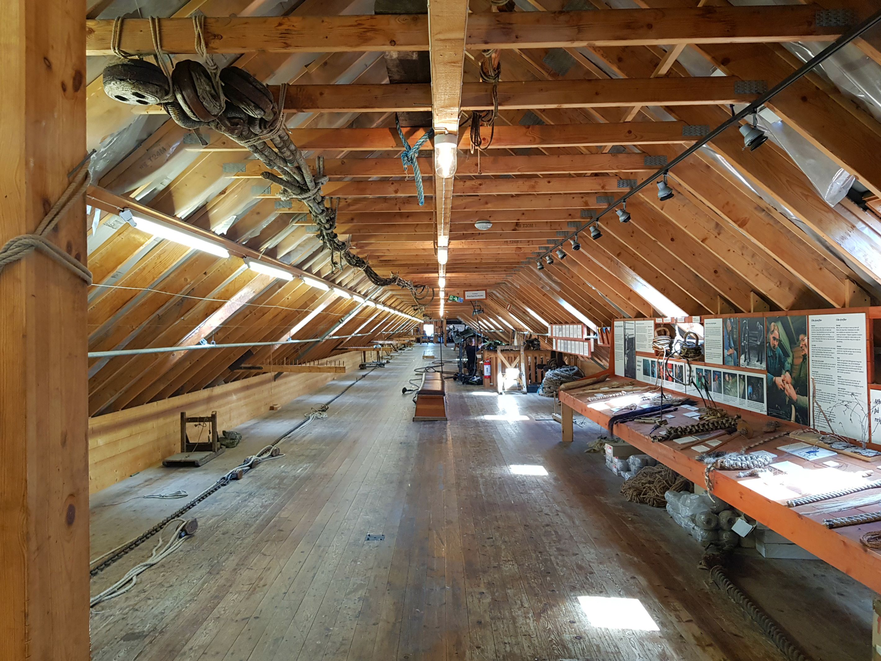 Exhibit of traditional tools and ship equipment at Hardanger Maritime Center.