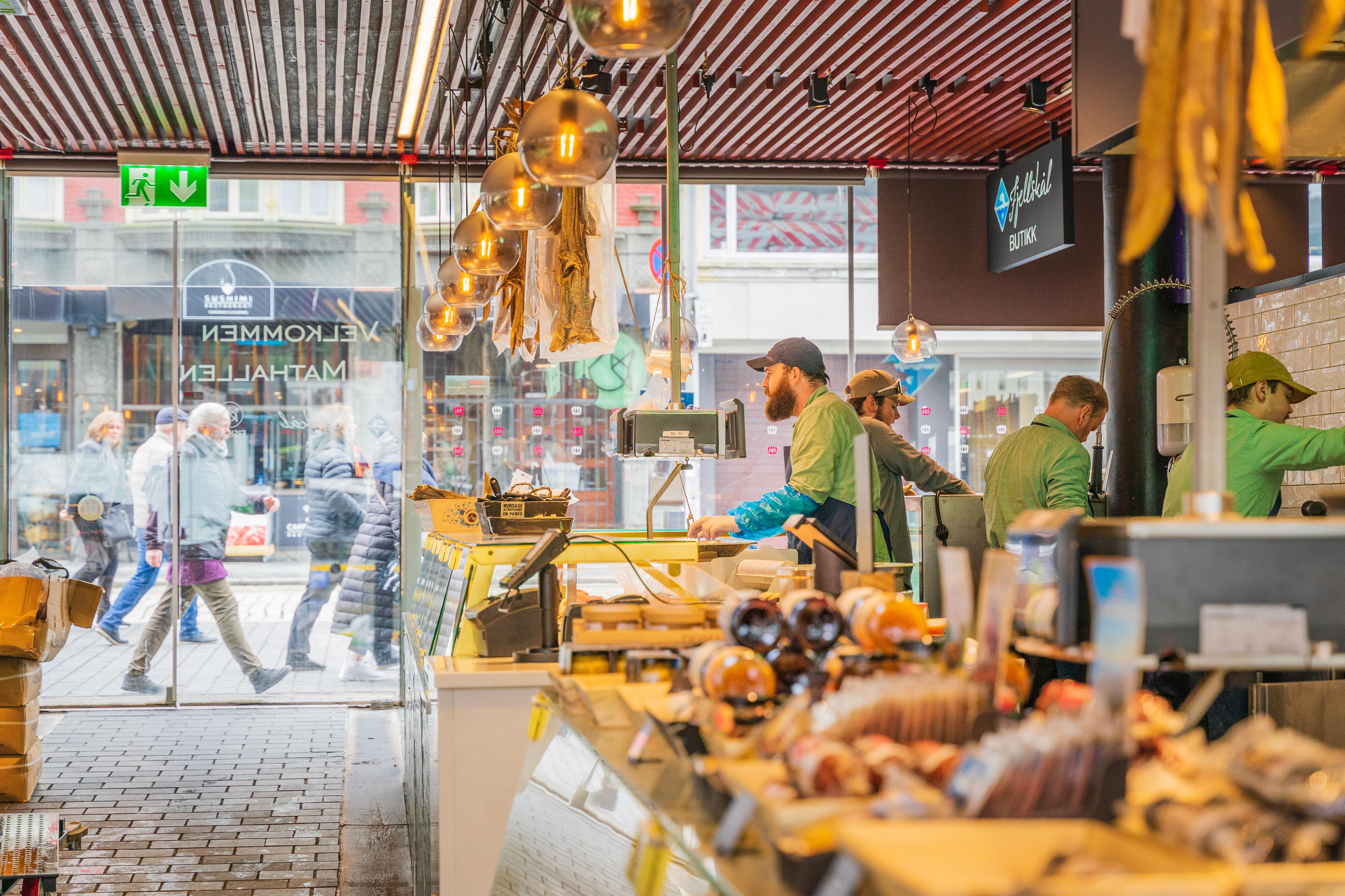Mathallen på Fisketorget i Bergen