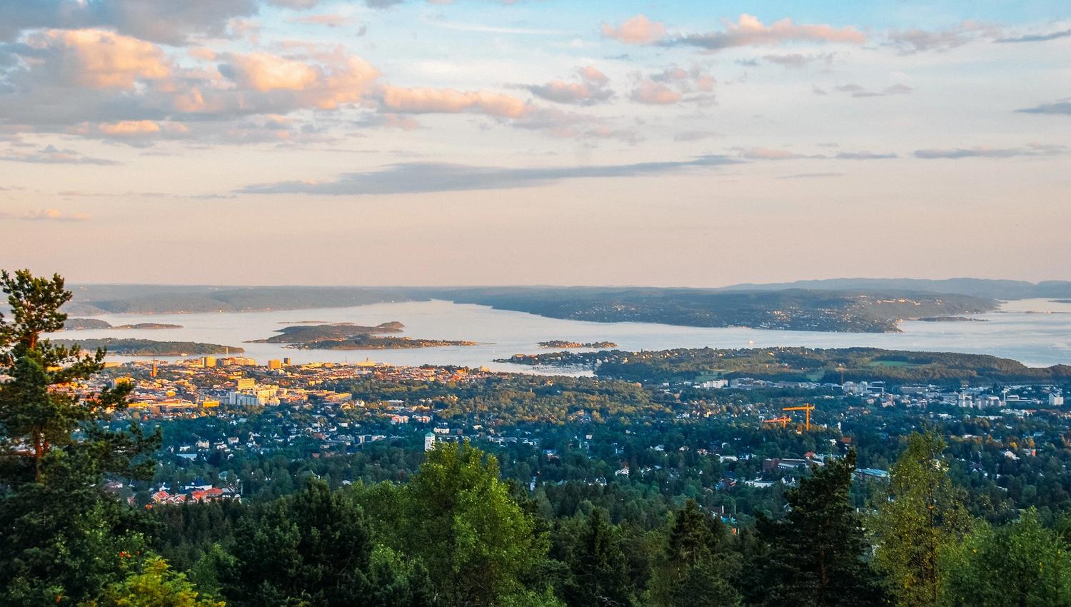utsikt over fjord og by