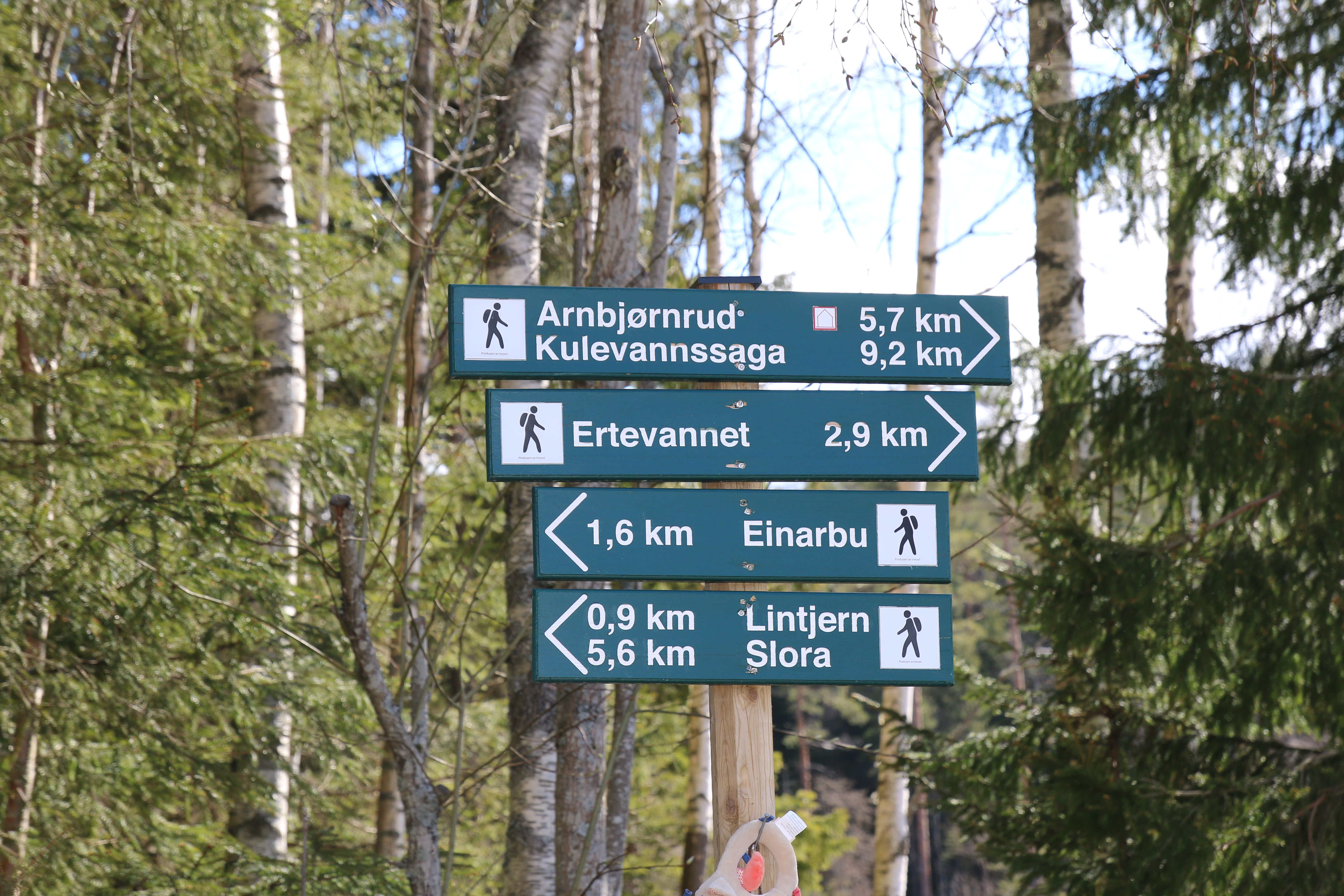 Turskilt med avstander til ulike steder