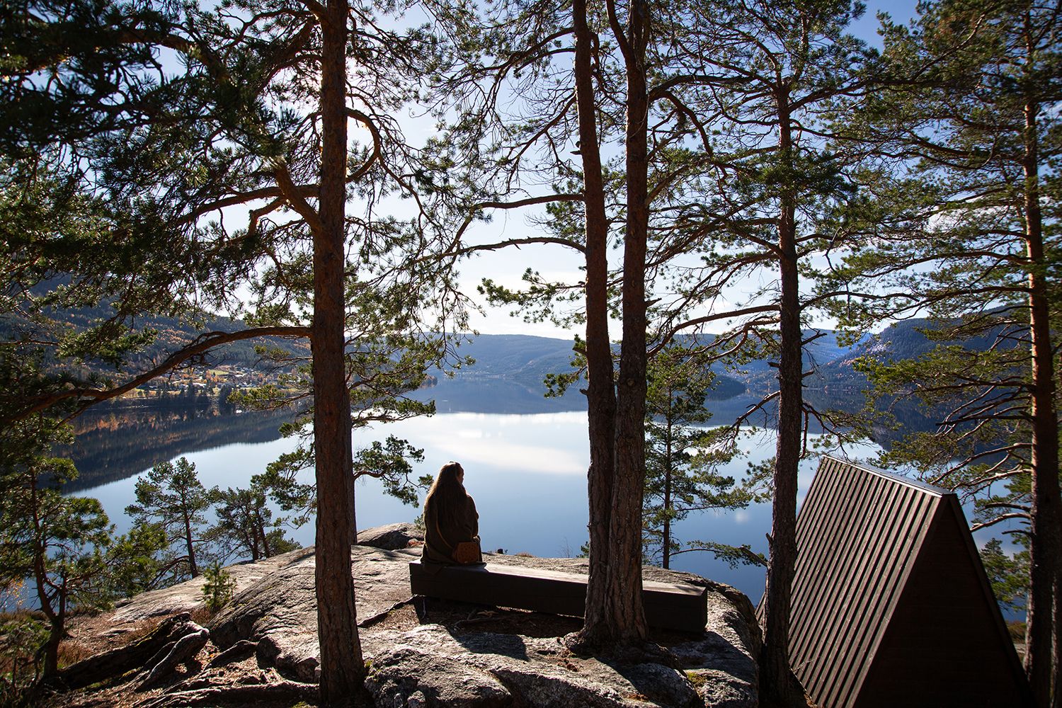 Woman enjoying the view of Fyresvatn.