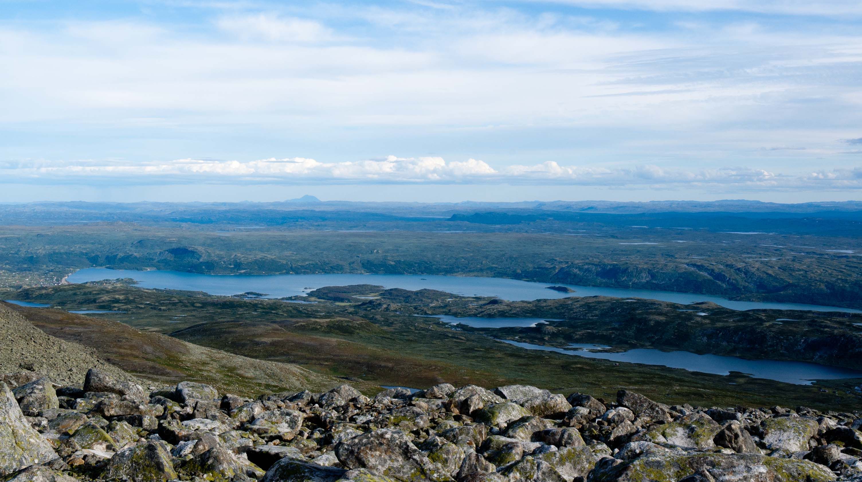 Lake Ustevann viewed from the mountain Hallingskarvet