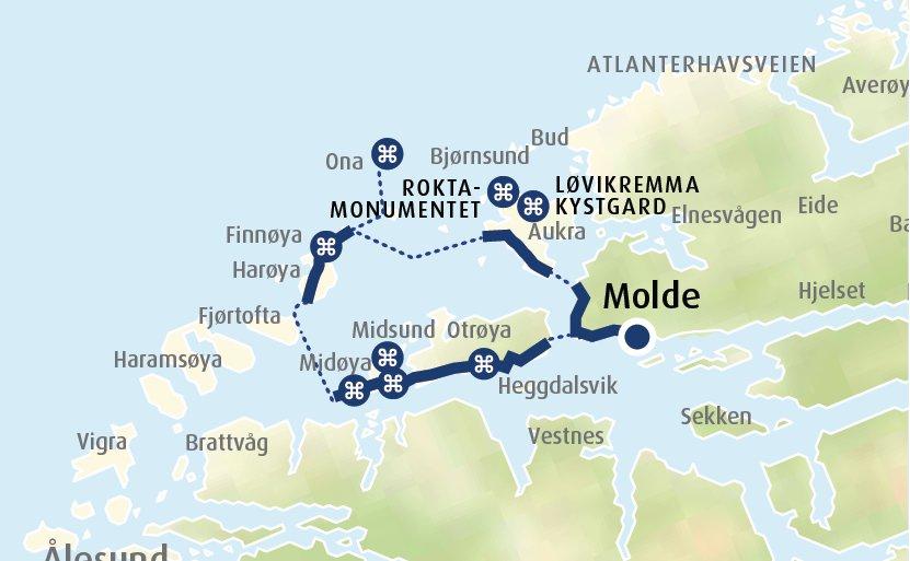 Tour suggestion by car from Molde: Island hopping round Ona