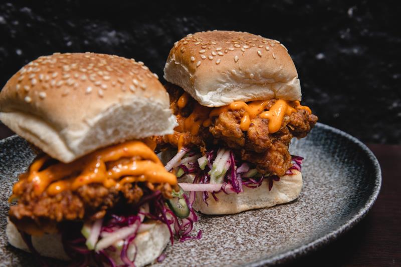 Detail of burgers.