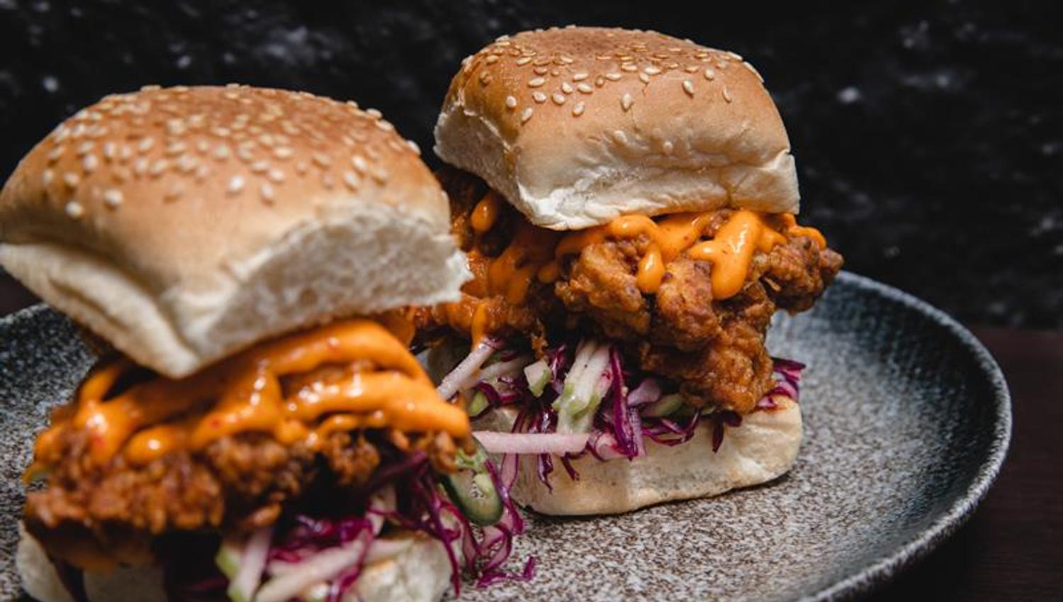 Detail of burgers.