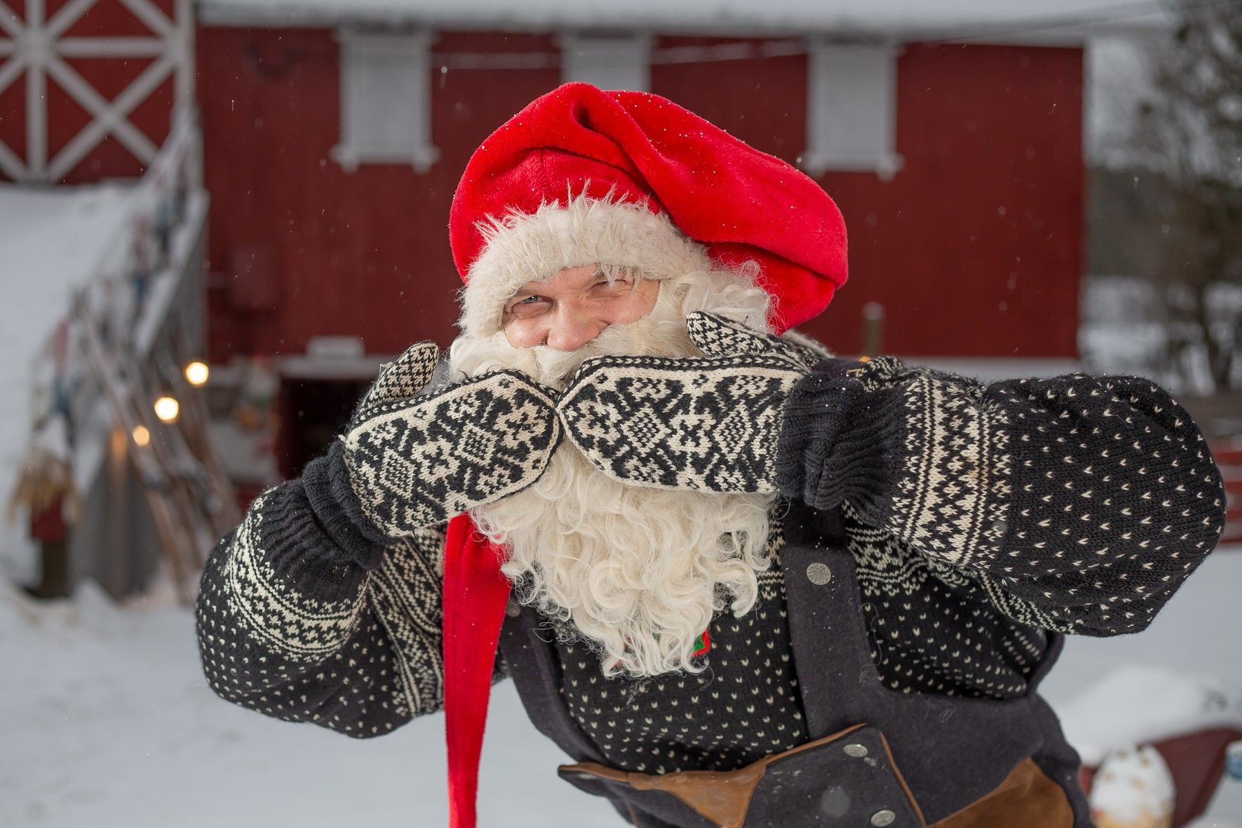 Santa Claus smiles under his beard