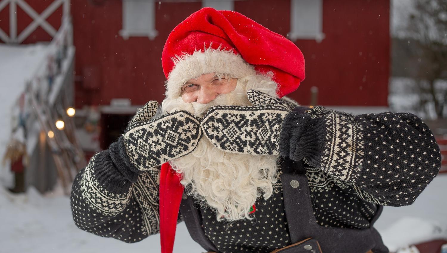 Santa Claus smiles under his beard