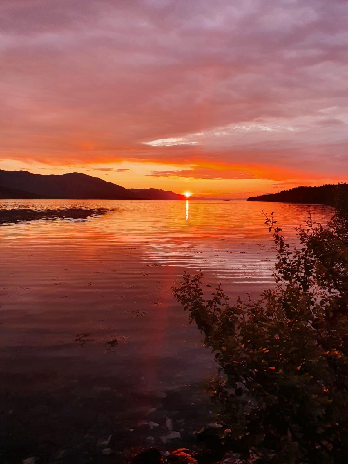 midnight sun on the horizon