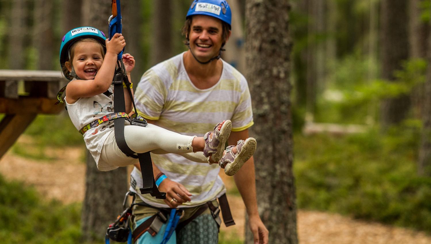 father and daughter have fun at High and Low in Bø in Telemark