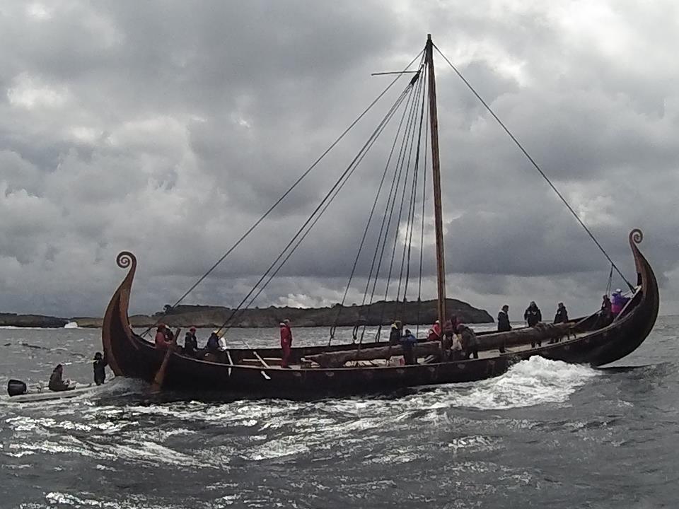 Viking ship Saga Oseberg on water