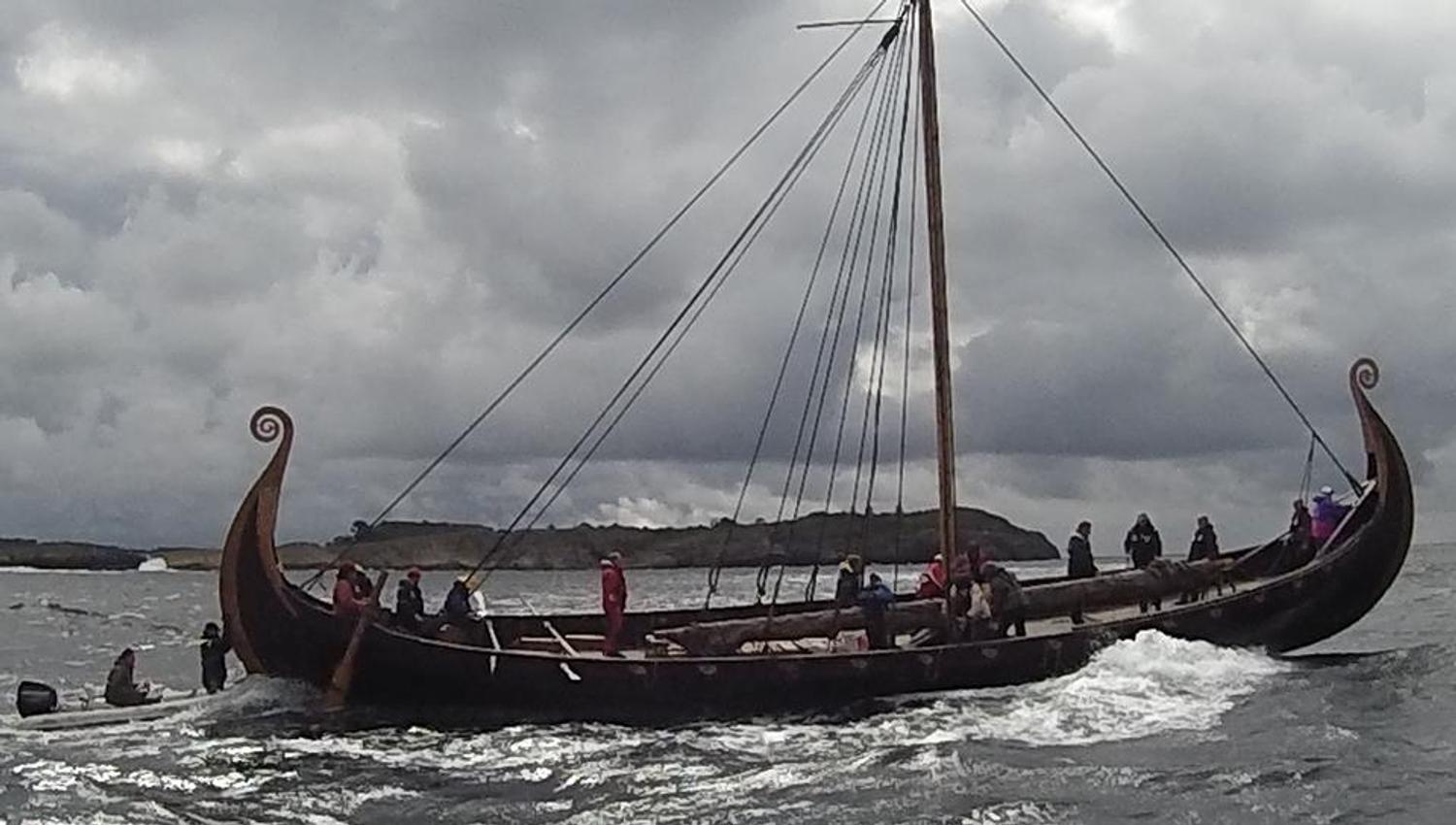 Viking ship Saga Oseberg on water