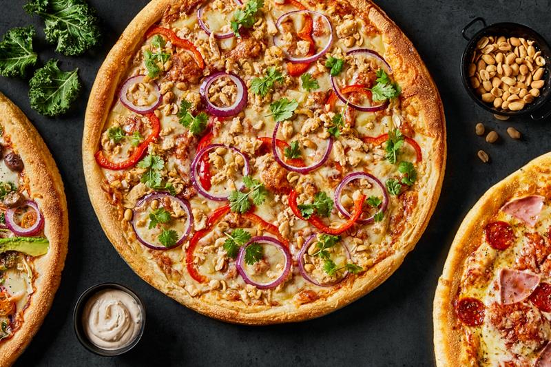 Detail photo of pizzas.