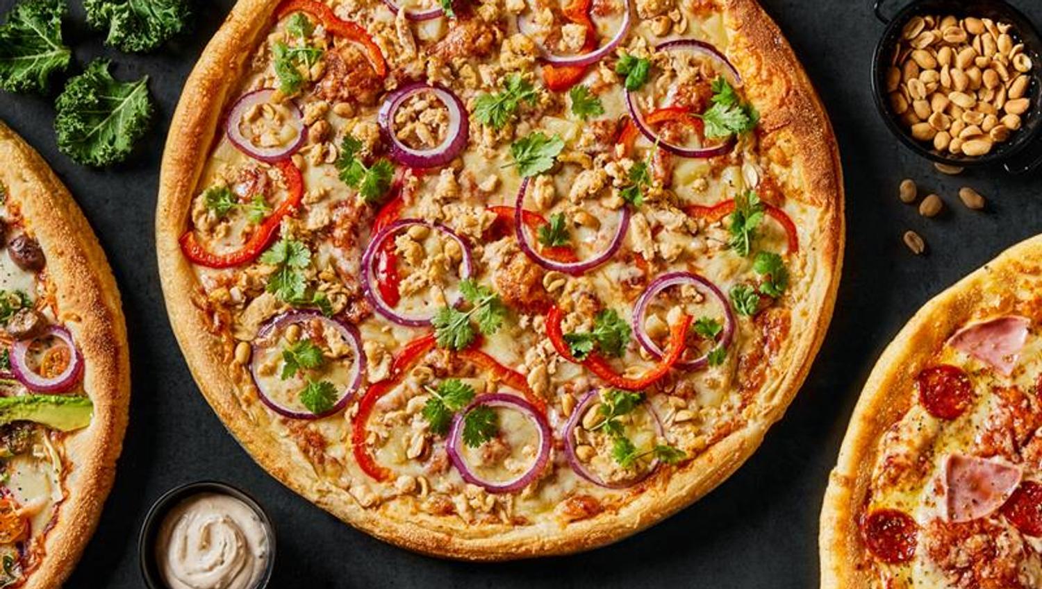 Detail photo of pizzas.