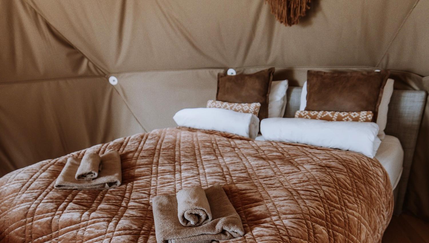 double bed inside a dome