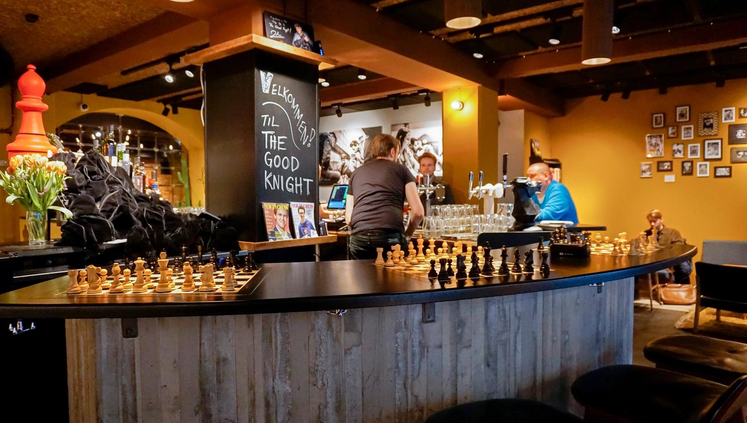 chessboard standing at the bar