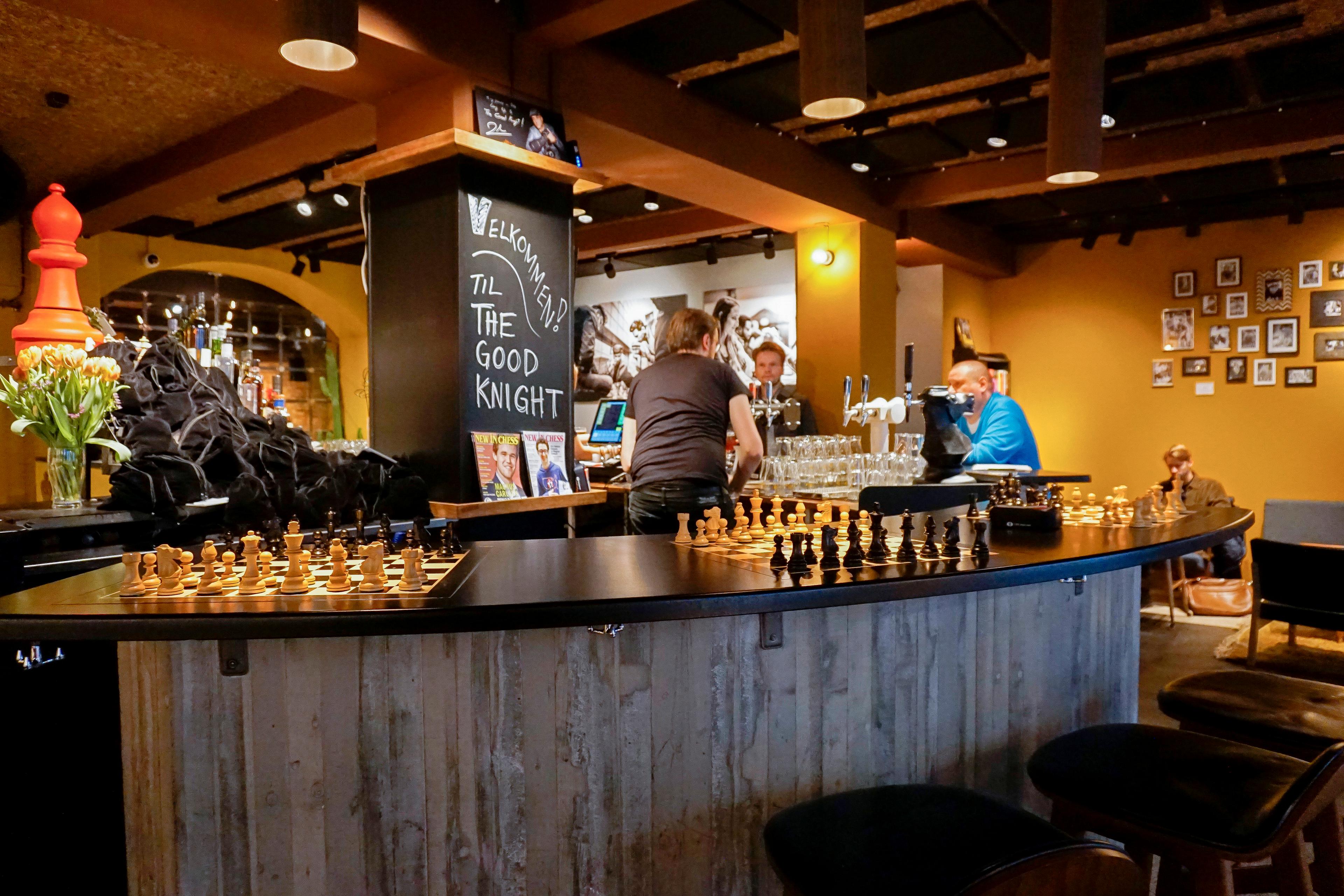 chessboard standing at the bar
