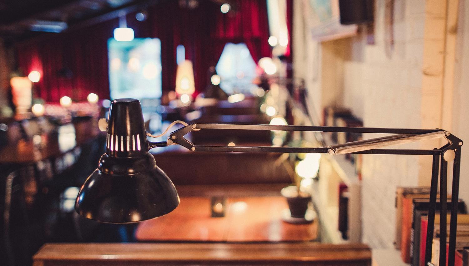 decoration: reading light and books