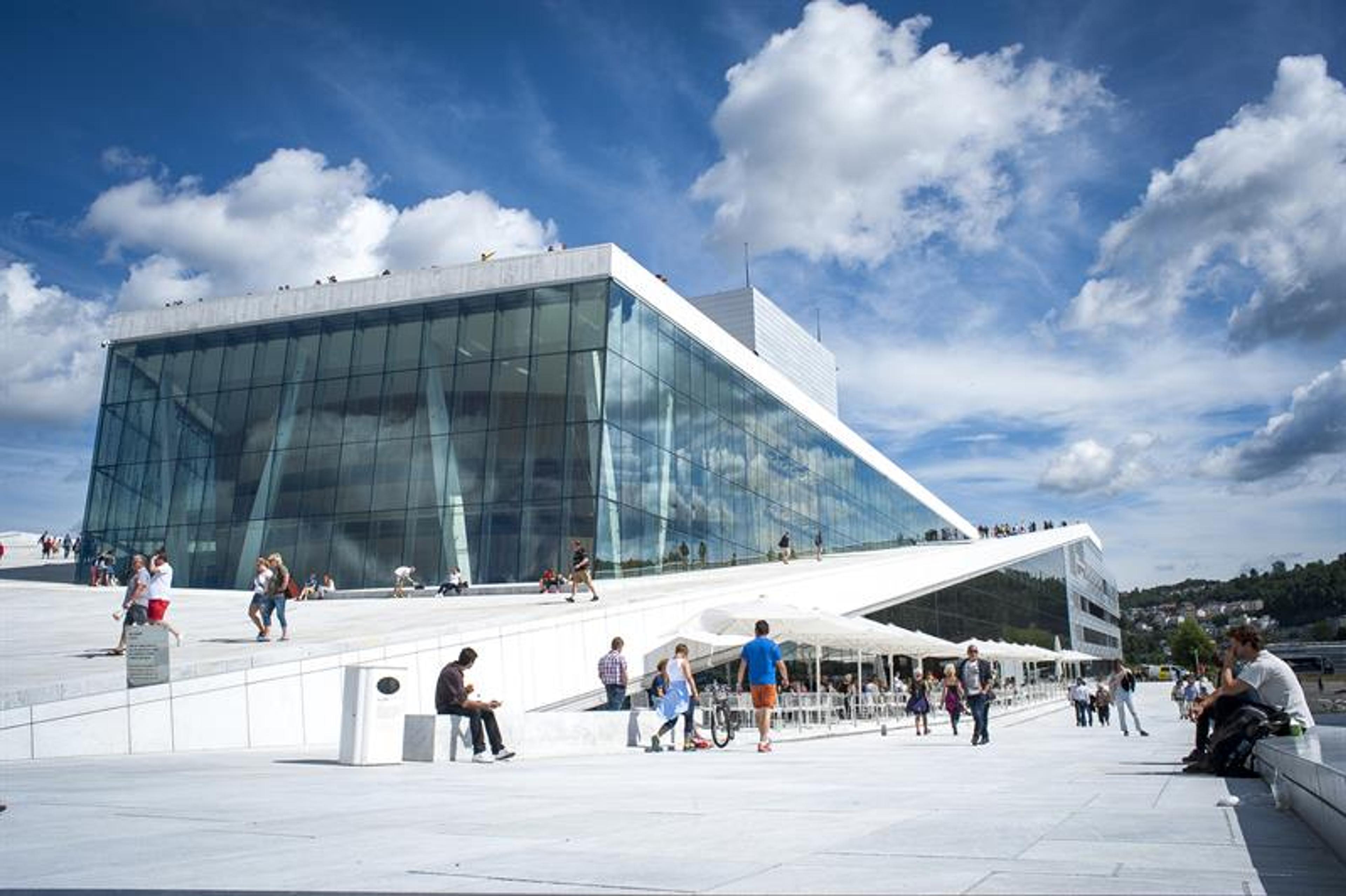 The opera building in Oslo. The outdoor area in the summer. Photo.