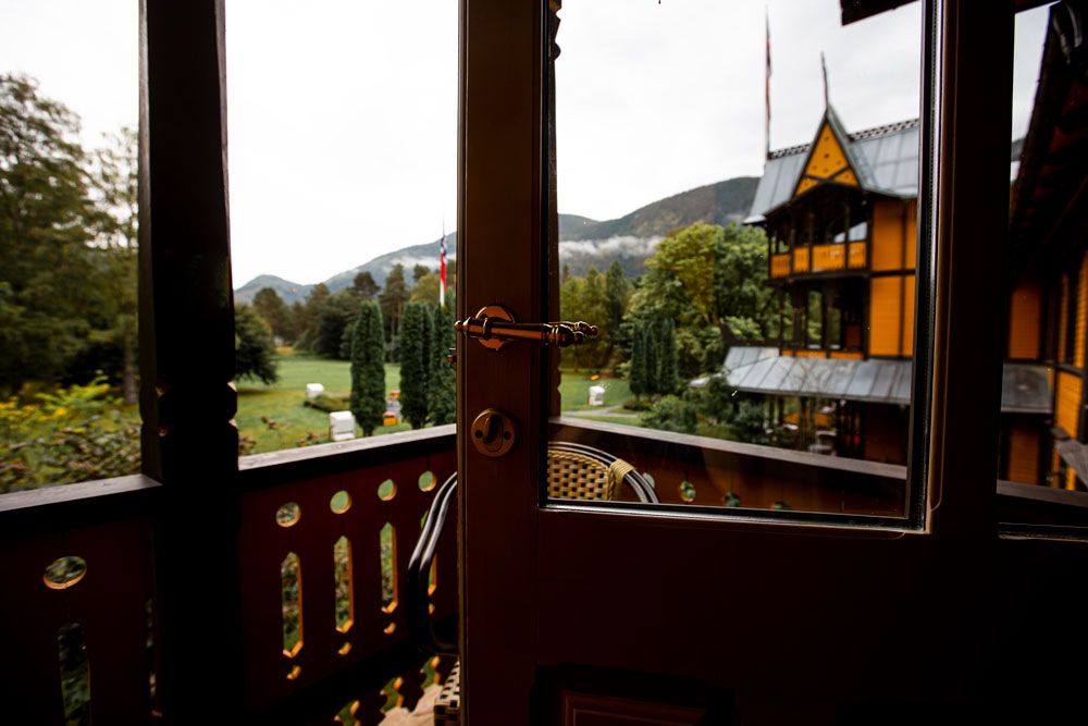 views from the balcony towards the garden of the Dalen Hotel