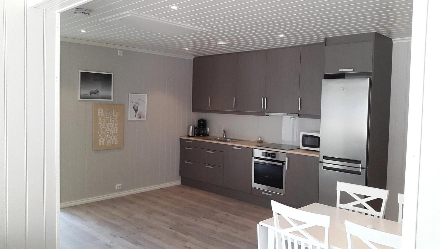 kitchen in the apartment of Rognstranda camping