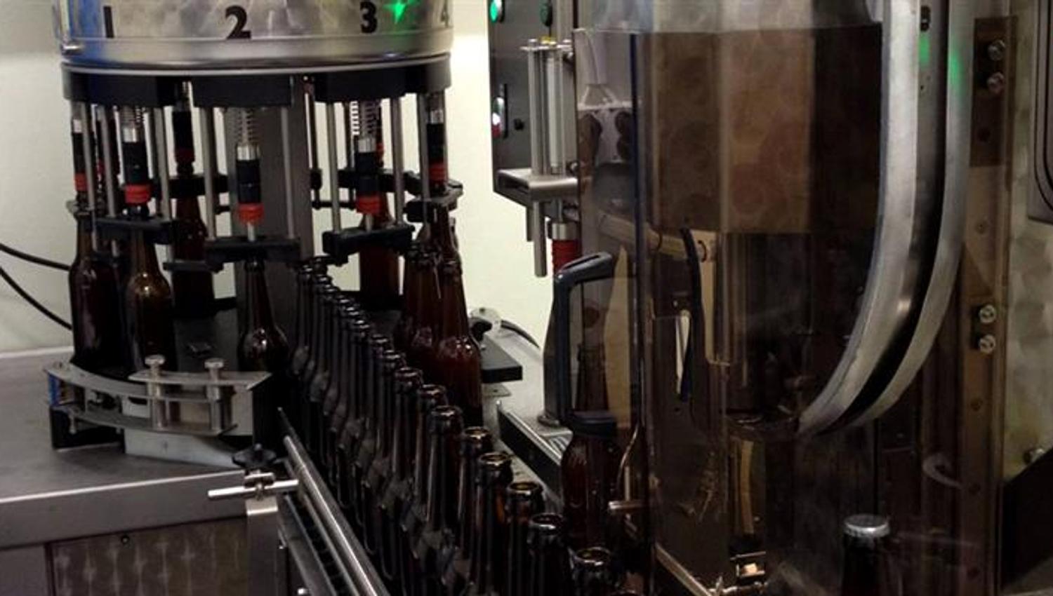 Inderøy Gårdsbryggeri, along the Golden Road - bottling the beer.