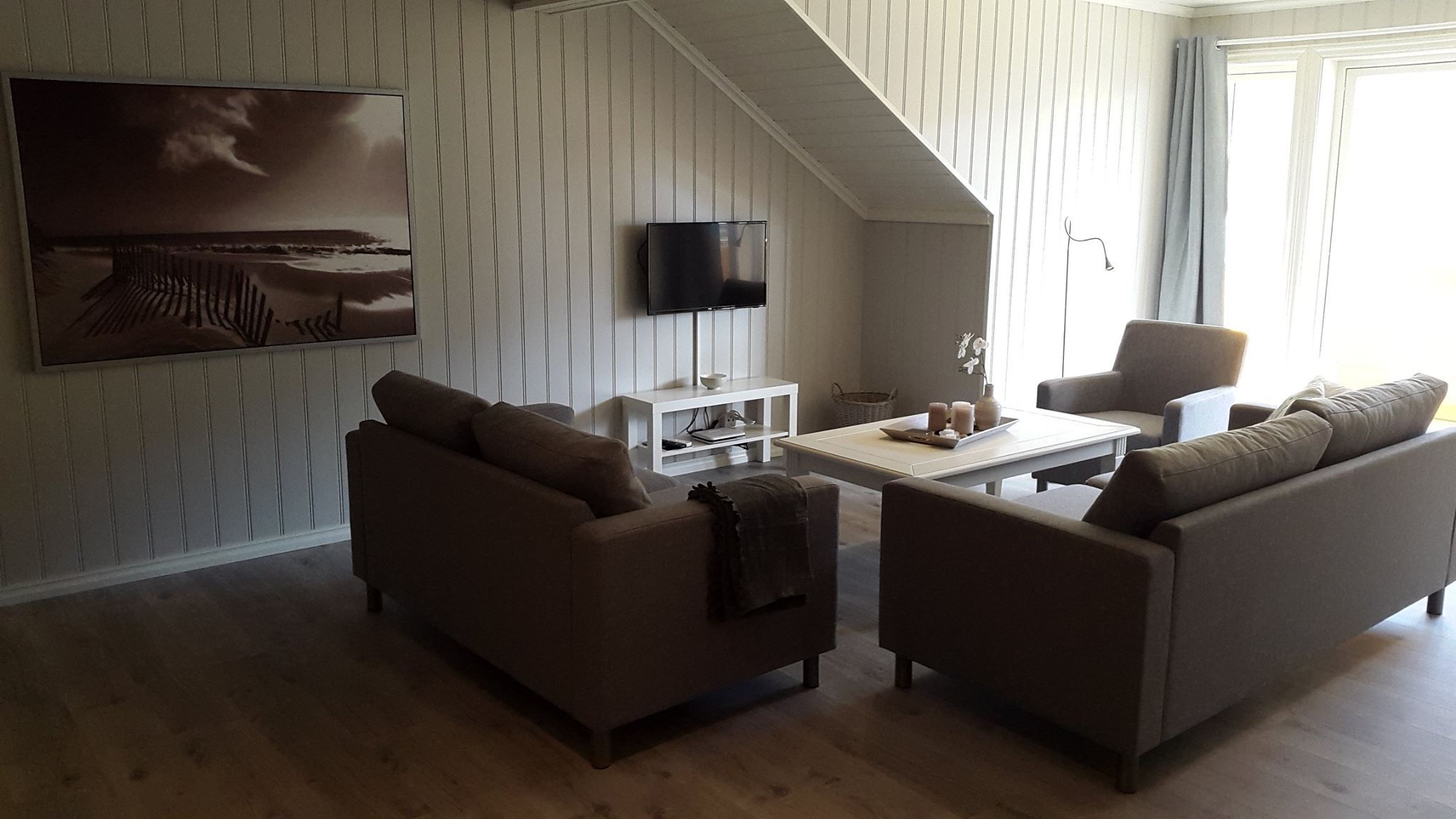 living room in the apartment of Rognstranda camping 