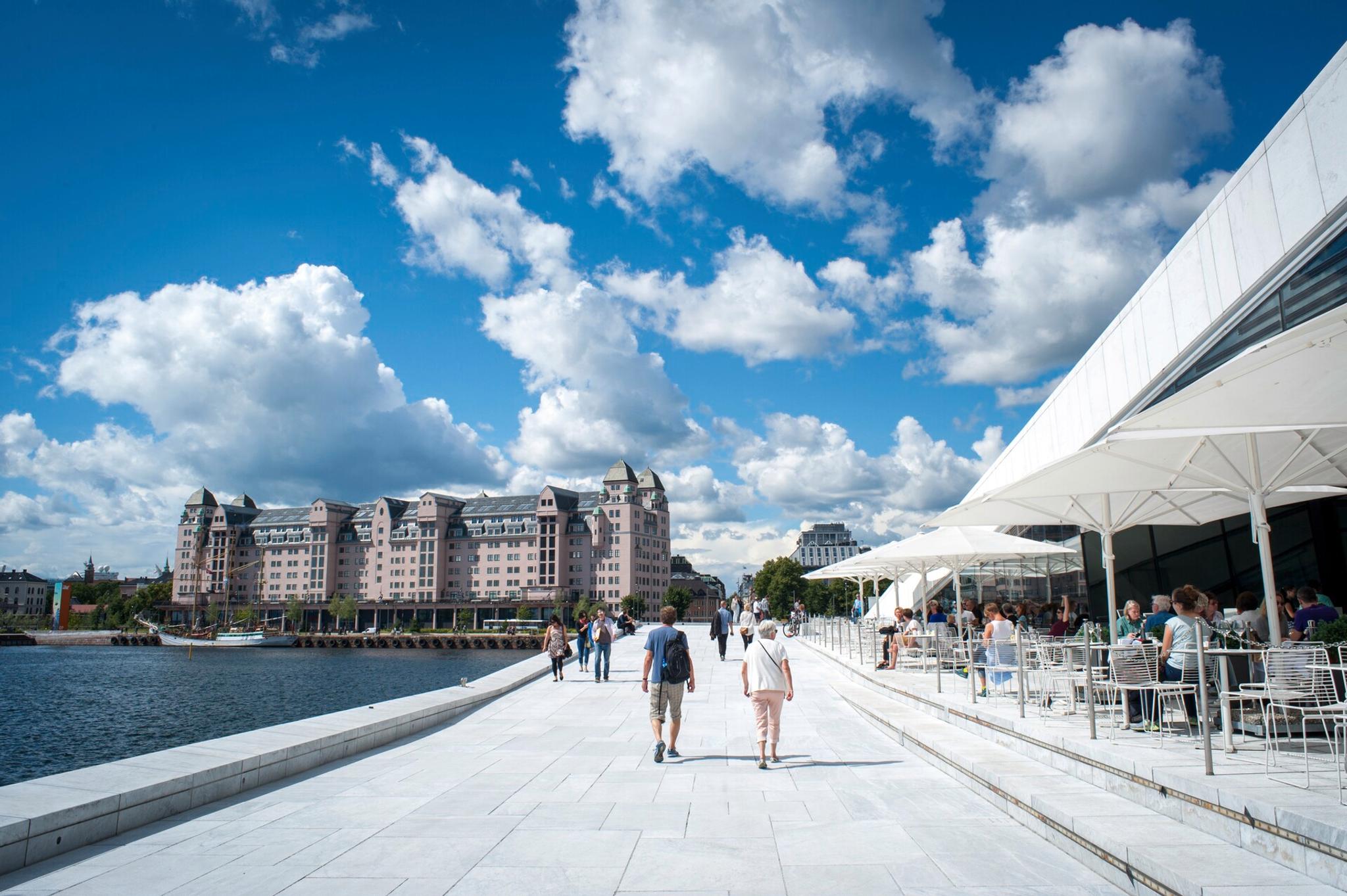 the terrace right by the fjord