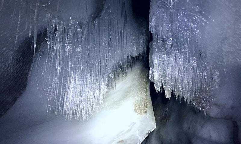 Ice formations inside the ice cave