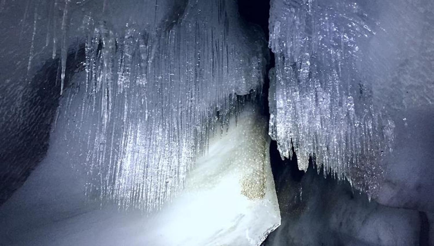 Ice formations inside the ice cave