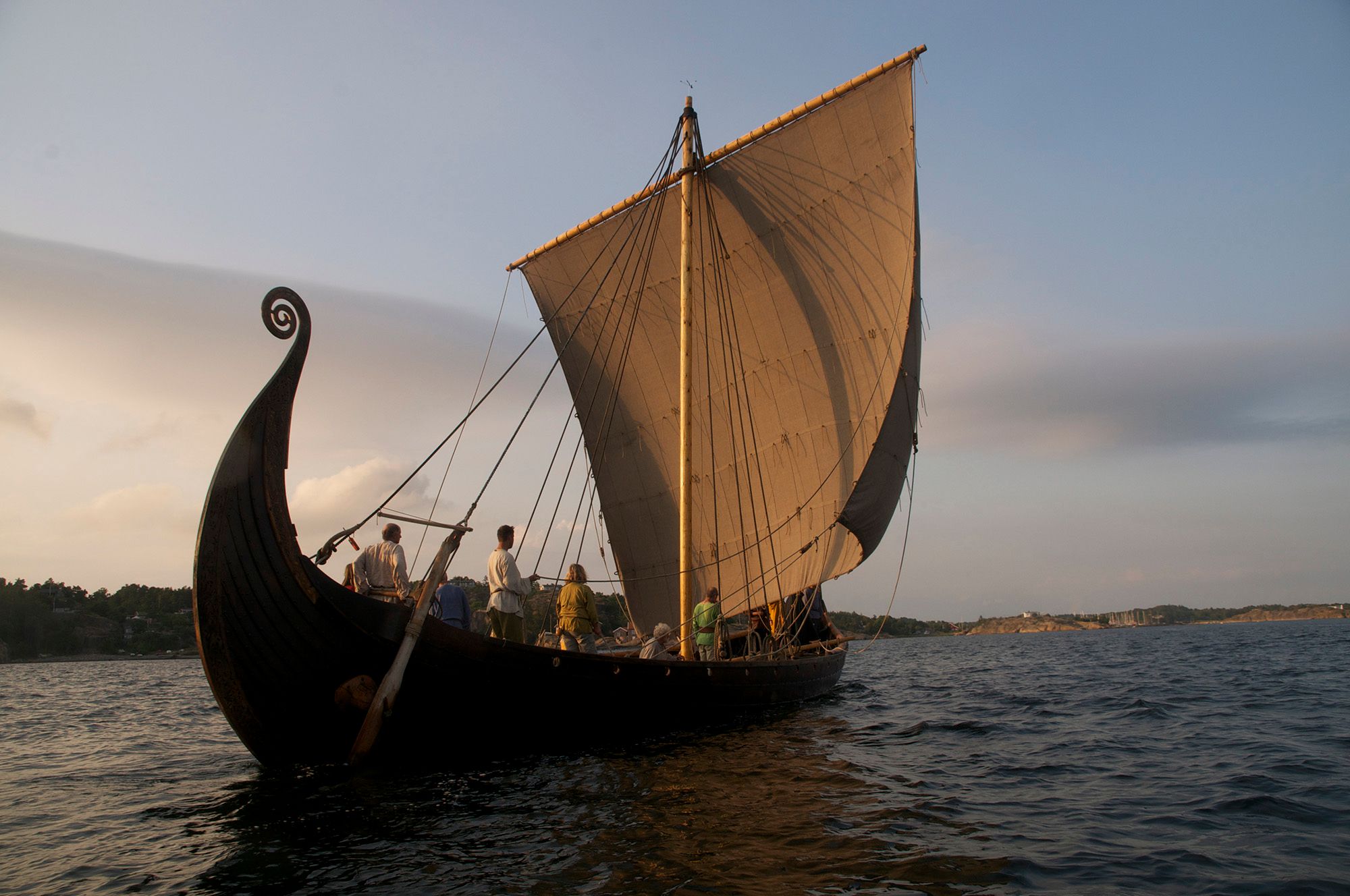 Viking ship Saga Oseberg on water