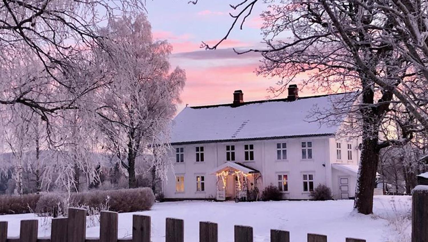 White house with snow