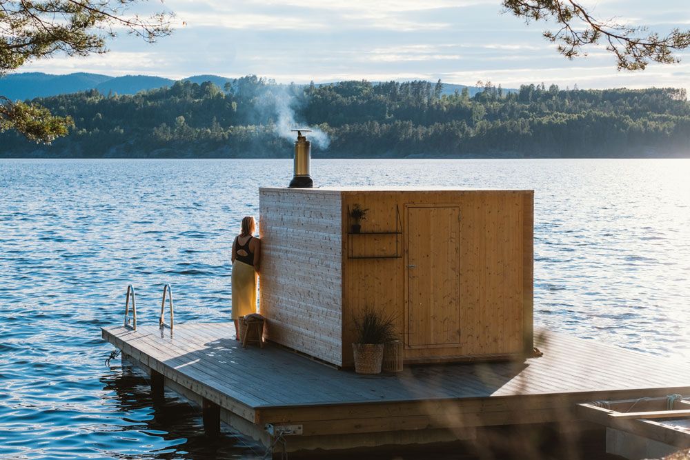 Heit Telemark sauna på Lien Gård